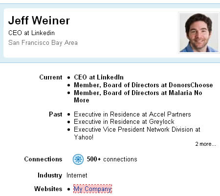 Jeff Weiner, LinkedIn CEO, nofollowed back to LinkedIn.